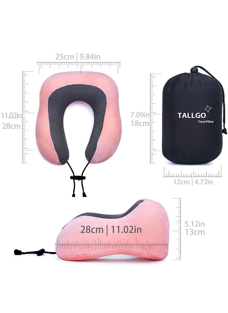 IDITRI EXPORT IDITRI EXPORT Neck Pillow for Travel Memory Foam Travel Neck Rest Support Pillow Travel Pillow for Flights Train and Car with Travel Bag Pink  - Image 3