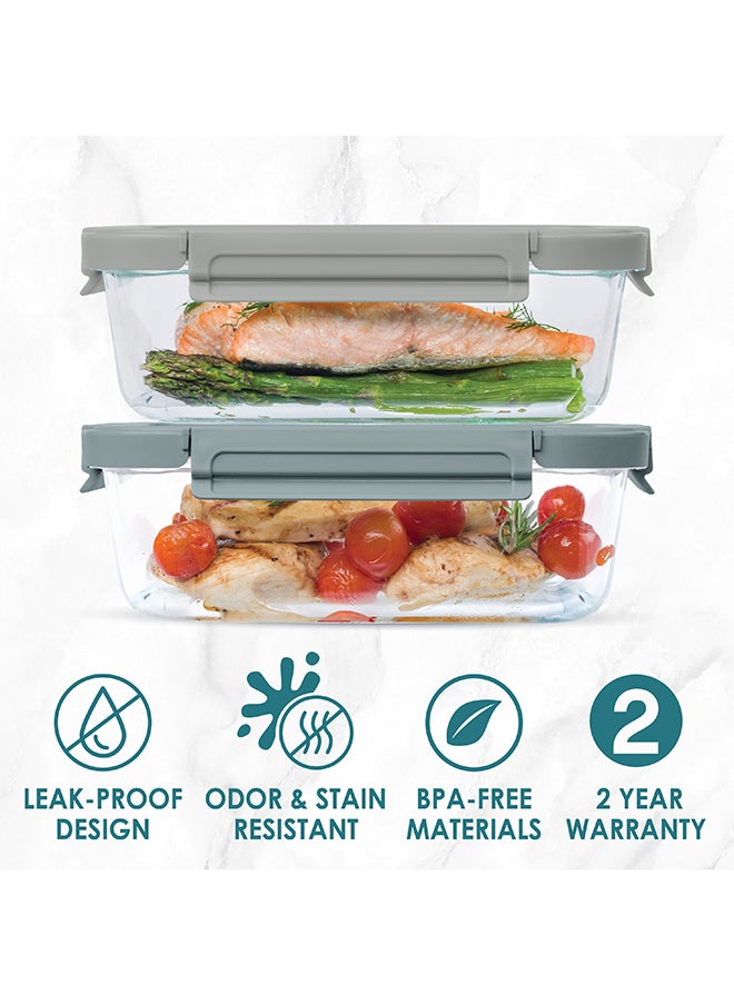 Bentgo Pack Of 2 Food Storage Glass Leak-Proof  Two 6.3-Cup Pebble Beach  - Image 2