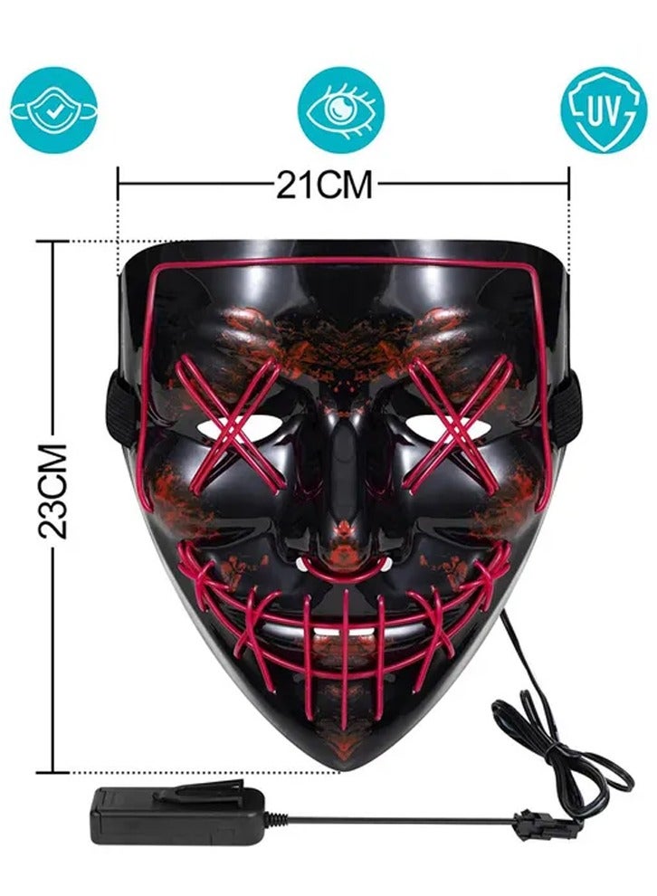BrainGiggles قناع هالوين من برين جيجلز مع ضوء LED قناع الطرد مع أضواء LED بنفسجية (3 أوضاع وميض) ، قناع حفلة هالوين للأطفال والبالغين ، (كوسبلاي ، زي هالوين وحفلات تنكرية) - Image 2