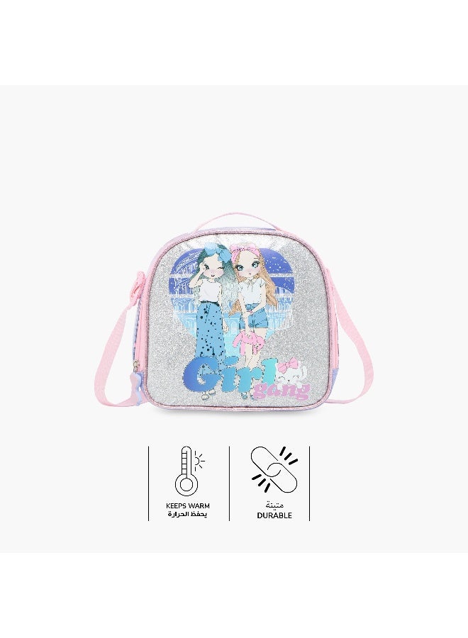 sami_studio Lunch Bag-Dolls Girl Gang-Collection-1 Cmprt-Zip (Polyester ) Multicolour \ 22.5X9.5X21 - Image 4