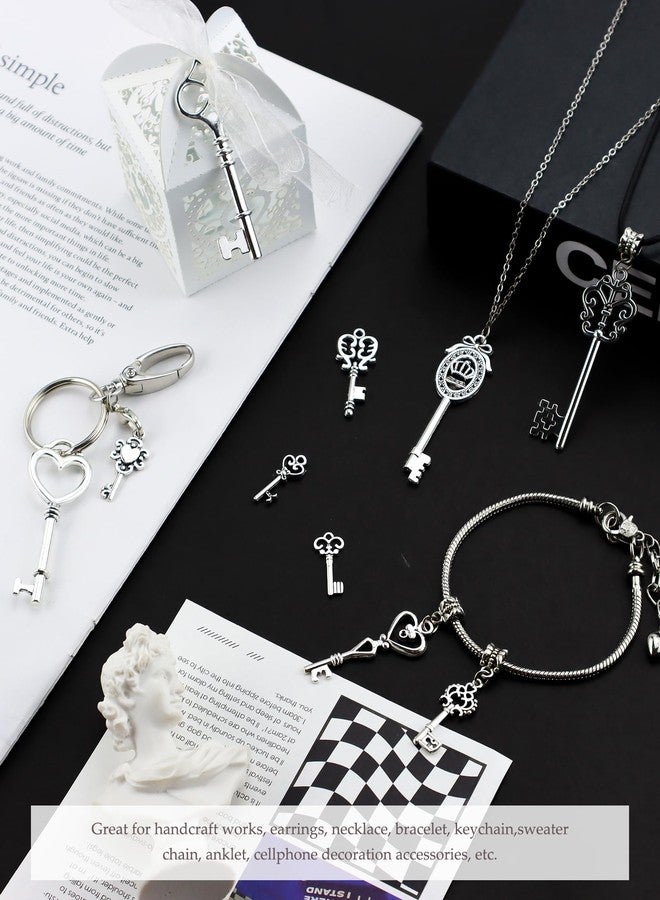 JIALEEY Vintage Skeleton Key Charms, 20 Type of 40PCS Antique Silver Key Charms for Necklace Pendant DIY Jewelry Making Supplies Wedding Favors - Image 5