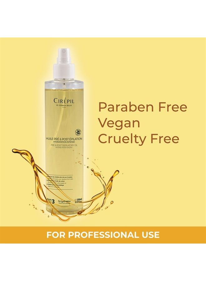 Pre & Post - Depilatory Oil - 250ml / 8.45 fl oz - Protects the Skin Before Waxing & Removes Wax Residue - Pre-Waxing & Post-Waxing