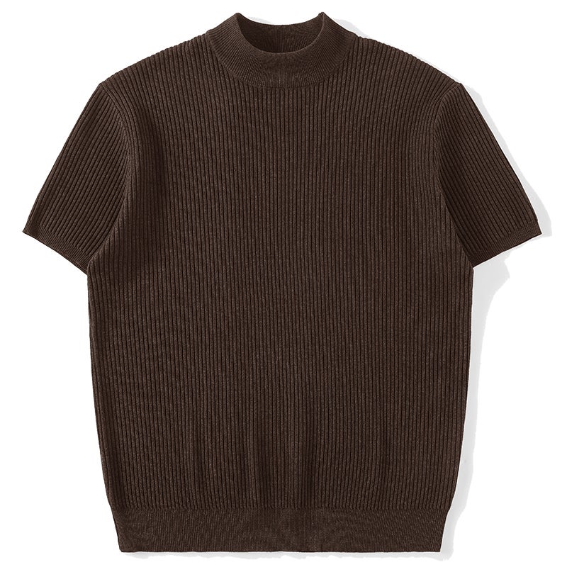 Men's Ice Silk T-Shirt Solid Color Slim Fit Short Sleeve Crew Neck - Image 5