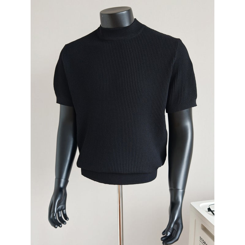 Men's Ice Silk T-Shirt Solid Color Slim Fit Short Sleeve Crew Neck - Image 3