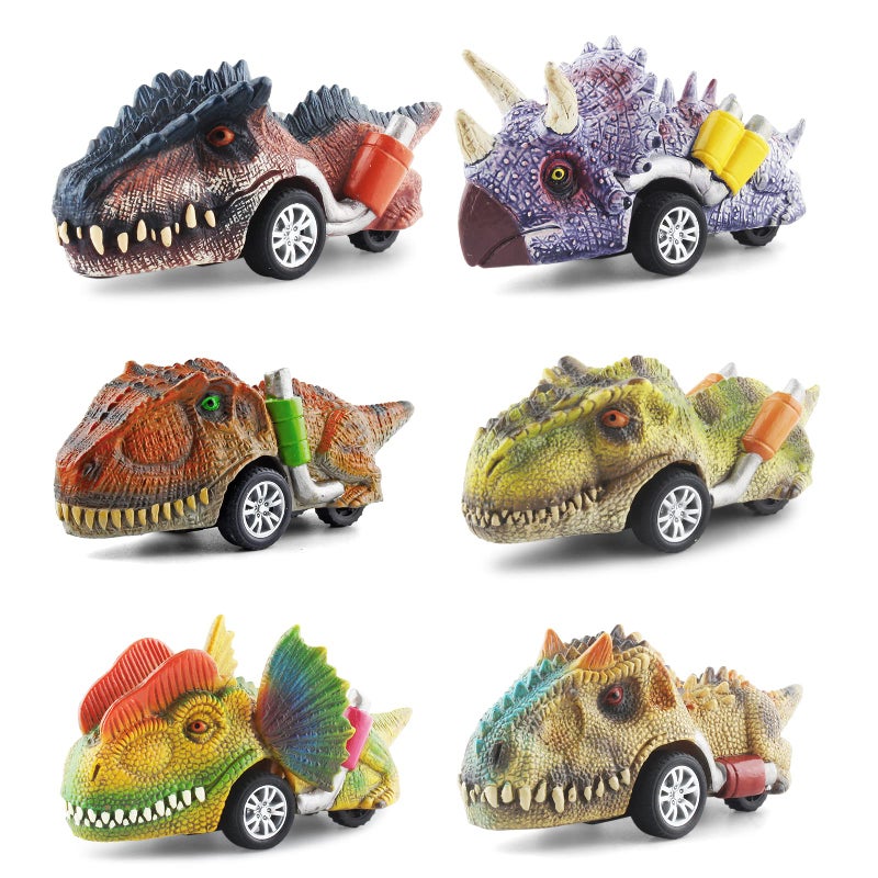 DINOBROS Dinosaur Toys for Kids 35 Pull Back Dinosaur Cars for 3 4 5 6 7 Year Old Boys Girls 6 Pack Dino Toys Gifts for Toddlers - Image 4