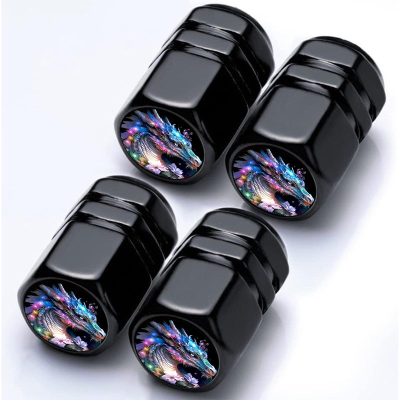 YUXIYAN 4Pack Tire Valve Stem Caps Glowing Dragon Car Accessories Decor Tire Air Cap Valve Stem Covers for Cars Trucks Bikes SUV Motorcycle Bike More Glowing Dragon Gifts for Men Women - Image 3