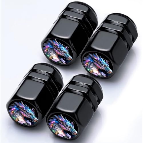 YUXIYAN 4Pack Tire Valve Stem Caps Glowing Dragon Car Accessories Decor Tire Air Cap Valve Stem Covers for Cars Trucks Bikes SUV Motorcycle Bike More Glowing Dragon Gifts for Men Women - Image 1