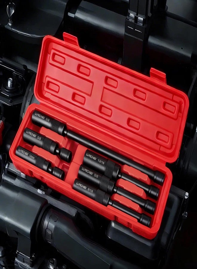 LLNDEI 3/8-Inch Drive Magnetic Swivel Spark Plug Socket Set, Include 12-Point 1*14MM 4-inch, 1*5/8-inch 4-inch, 1*9/16-inch 6-inch, 1*5/8-inch 6-inch, 1*13/16-inch 6-inch and 1*5/8-inch 11-inch - Image 5