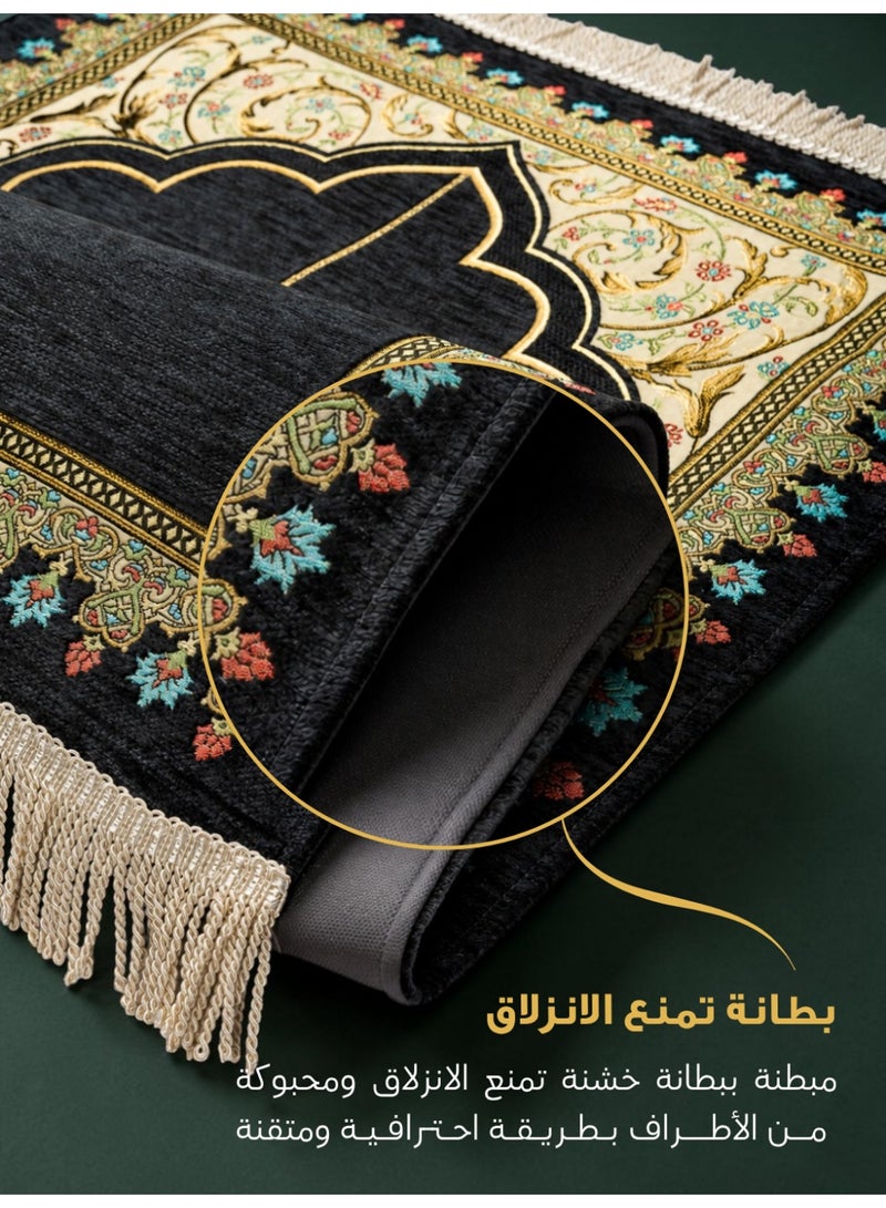 الفاتح سجادة صلاة شانيل تركية فاخرة مبطنة بالإسفنج الحراري بتصميم إسلامي حصري مميز مقاس 120×70 سم - Image 5