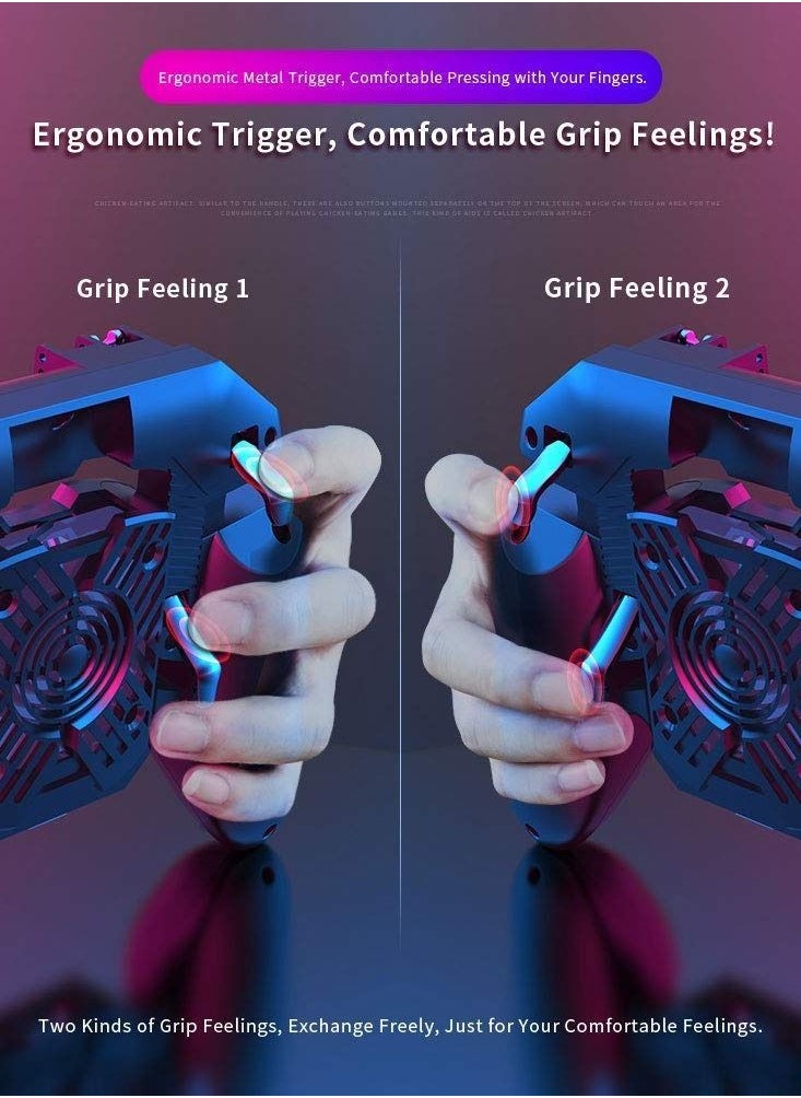 Mobile Radiator Controller Fast Cooling Phone Gamepad 4 Trigger 6 Finger Operation L1 R1  L2 R2 for iPhone Samsung Oneplus Pixel compatible with Call of Duty Mobile Fortnite