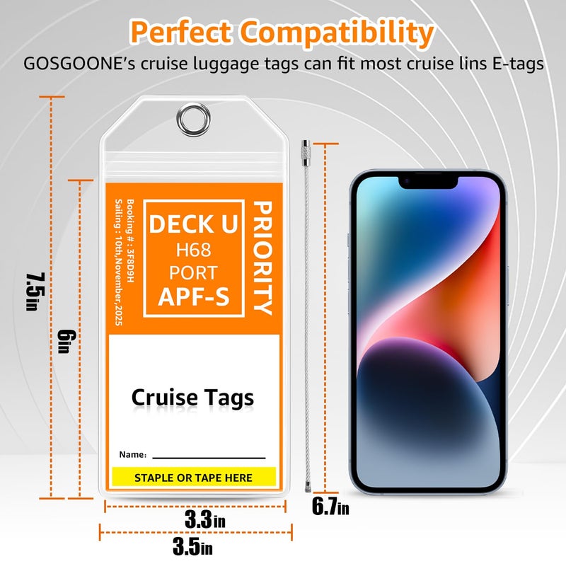 GOSGOON1E 6 Pack Cruise Luggage Tag Holder for Carnival, NCL, Princess, MSC Cruise Ship Essentials Must Haves in 2025-2026, Clear Plastic Cruise Travel Essentials Tags Waterproof by GOSGOON1E - Image 3