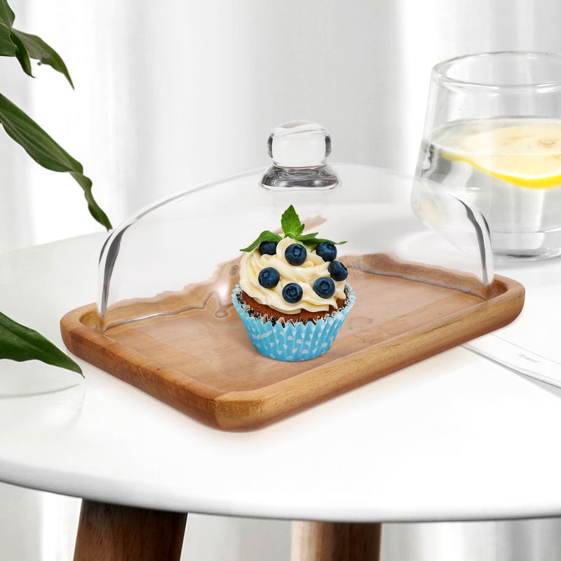 🍽️ طبق زبدة بغطاء زجاجي لتخزين الطعام بتصميم خشبي شفاف أنيق مناسب للوجبات الخفيفة - Image 5