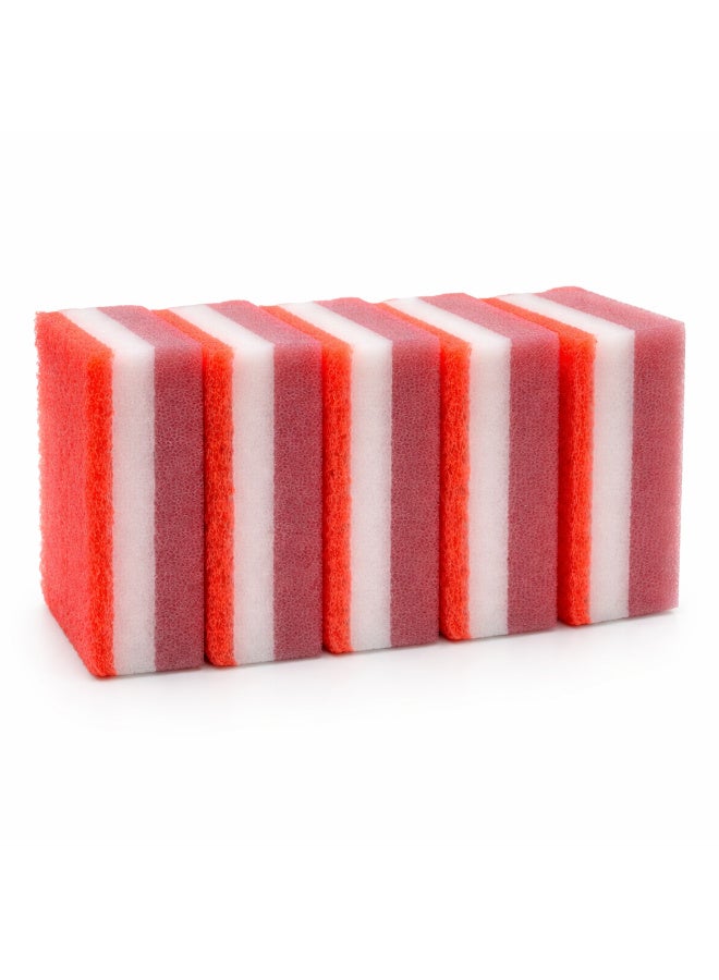 Cleaning Scouring Sponges 5 PCS | Dual Layer Kitchen Sponge | Heavy Duty Scrub + Soft Foam | Multi-Purpose Cleaning - Image 2