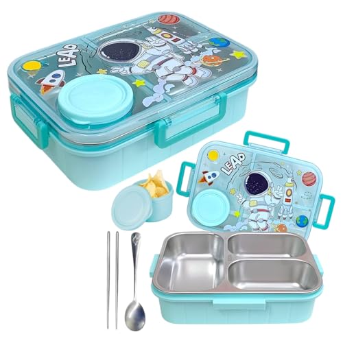 Tera13 TERA 13 Stainless Steel Lunch Box with Spoon - Gift Space Theme Lunch Box (1 pcs) Tiffin Box for Kids | Steel Lunch Box for School Boys | LUNCHMATE Mini Coolest Kid Ever 500 ml (Space) - Image 1
