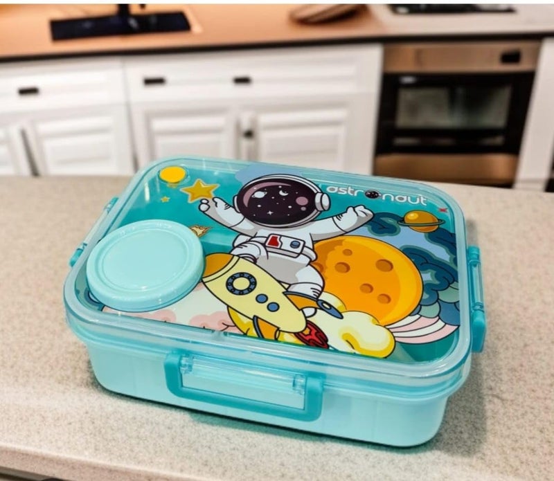 Tera13 TERA 13 Stainless Steel Lunch Box with Spoon - Gift Space Theme Lunch Box (1 pcs) Tiffin Box for Kids | Steel Lunch Box for School Boys | LUNCHMATE Mini Coolest Kid Ever 500 ml (Space) - Image 4