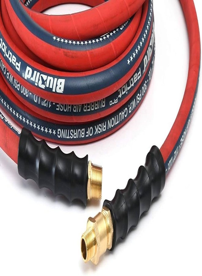 BluBird PPPRO1225 Heavy Duty Patriot Pro Rubber Air Hose 1/2" X 25' with Solid Brass Fittings for Pneumatic Tools Air Compressors - UV Oil Weather Resistant - 300 PSI - Image 4