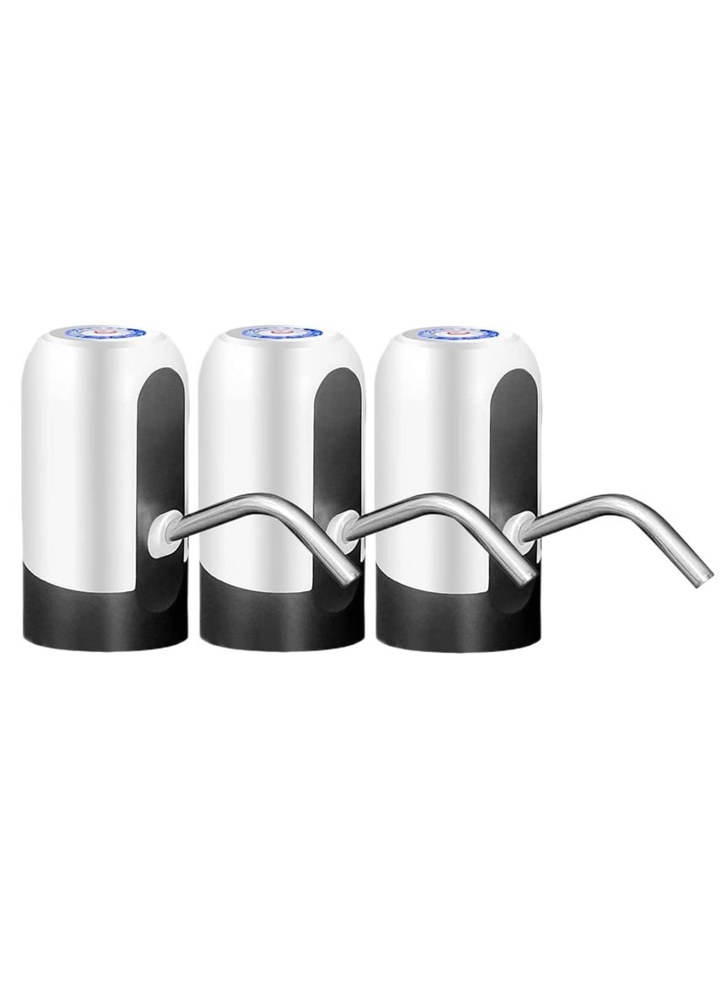 UREVO 3pcs 5 Gallon Water Bottle Pump, USB Charging Portable Electric Water Pump for 2-5 Gallon Jugs Water Dispenser for Office Home Camping Kitchen etc. White - Image 1
