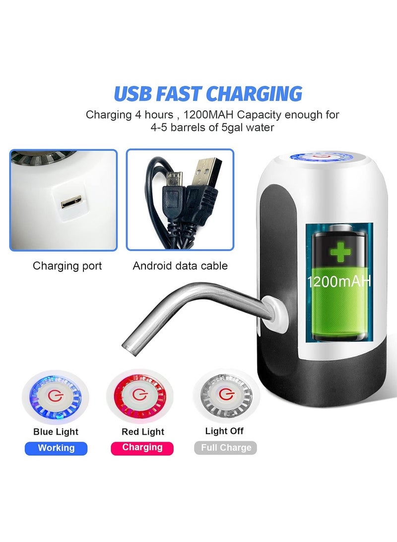 UREVO 3pcs 5 Gallon Water Bottle Pump, USB Charging Portable Electric Water Pump for 2-5 Gallon Jugs Water Dispenser for Office Home Camping Kitchen etc. White - Image 2