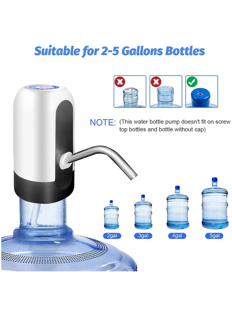 UREVO 3pcs 5 Gallon Water Bottle Pump, USB Charging Portable Electric Water Pump for 2-5 Gallon Jugs Water Dispenser for Office Home Camping Kitchen etc. White - Image 4