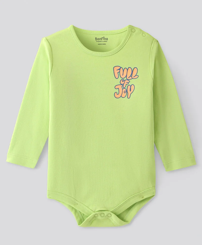 Bonfino Bonfino - 100% Cotton Full Sleeves Onesies Text & Tropical Print Pack of 3 - Multicolor