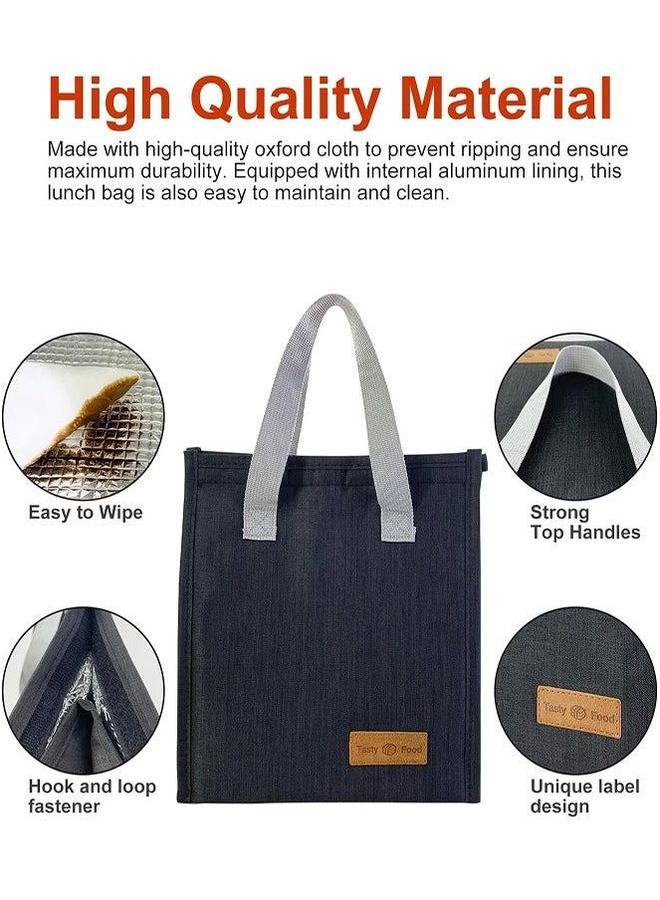 HOMESTAR Lunch Bag, Reusable Suitable for Office Work Off-Campus Etc Lining Cotton Black  - Image 2