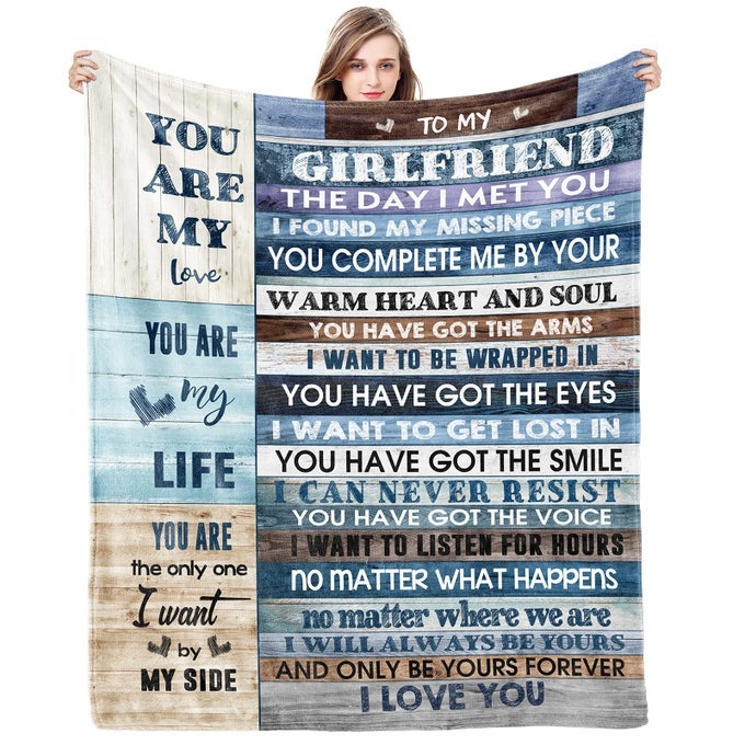 TO MY GIRLFRIEND BLANKET GIRLFRIEND GIFTS I LOVE YOU BLESSING SWEET SAYINGS QUOTE THROW BLANKETS BIRTHDAY GIFTS FOR HER ANNIVERSARY SOFT BLANKETS FOR BED SOFA AND COUCH 80X60 INCH