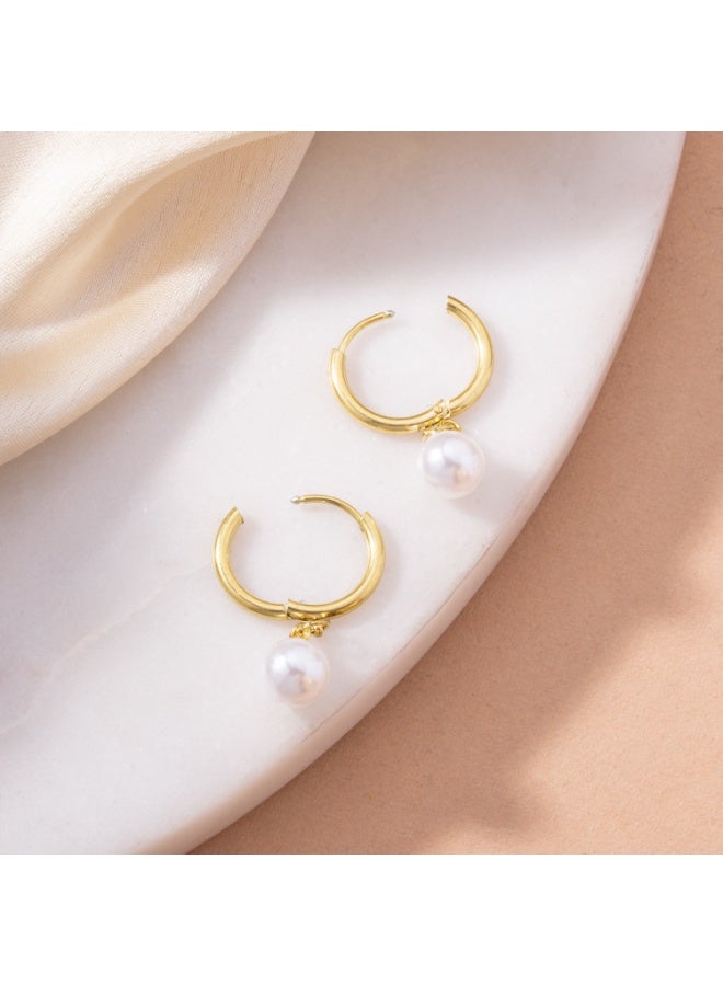Palmonas 18K Gold Tone Plated Bold Pearl Drop Earring For Women - Waterproof & Anti-Tarnish - Image 4