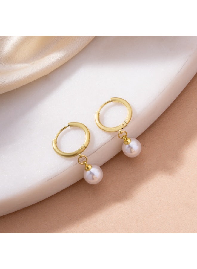 Palmonas 18K Gold Tone Plated Bold Pearl Drop Earring For Women - Waterproof & Anti-Tarnish - Image 3