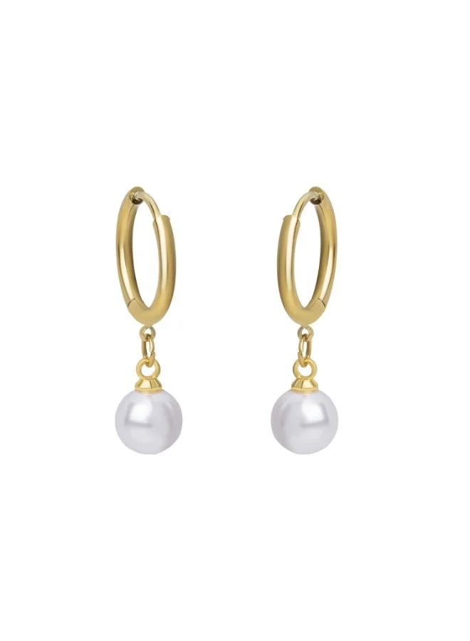 Palmonas 18K Gold Tone Plated Bold Pearl Drop Earring For Women - Waterproof & Anti-Tarnish