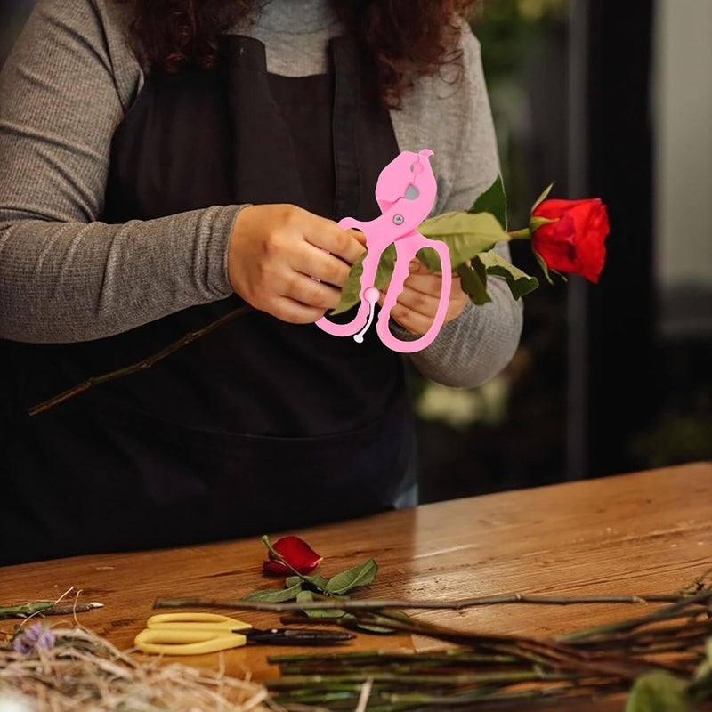 Floral Pruning Shears and Thorn Stripper for Rose Stems, Ergonomic Garden Scissors Spring Action, Pink Floral Clippers for Flower Arranging and Stem Cutting - Image 5