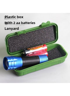 Dry Battery Flashlight Reading Student Dormitory Special Strong Light Super Bright Children's Eye Protection Small Flashlight-Product Specifications:Dark Blue 318 Blue Brightness Upgraded Zoomable (2 Batteries Included)