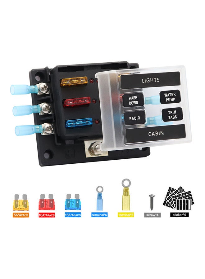 Loquat 6 Way LED Fuse Block Holder With 6 Circuit ATP/ATC/ATO - Image 1