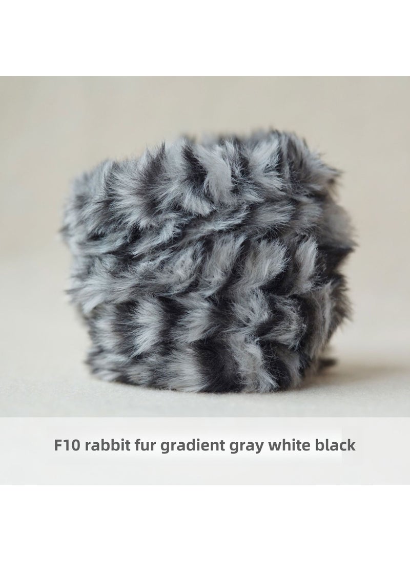 Generic - 20mm Rabbit Fur Twist Stick Gradient DIY ToyRabbit hair gradient gray white black 1 meter 1 root Rabbit hair gradient gray white black 1 meter 1 root - Image 1