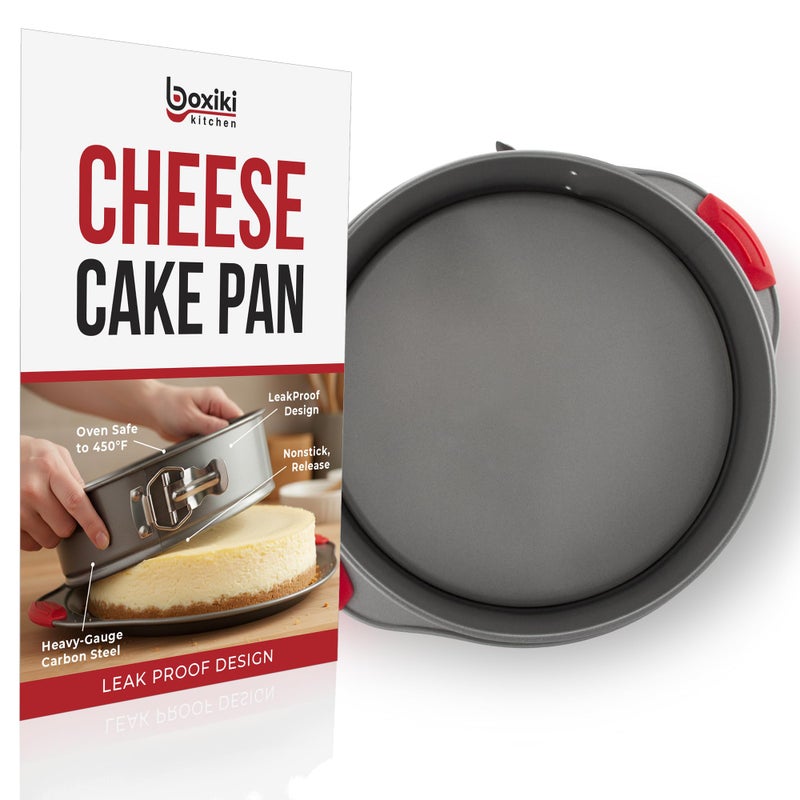 Boxiki Kitchen 10 Inch Nonstick Springform Pan, Professional Spring Form and Cheesecake Baking Mold, Leakproof Cake Pan with Silicone Handles - Image 1