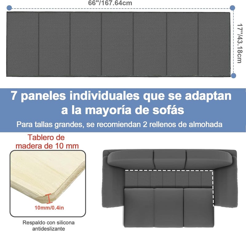 VERONLY Sofa Support Cushion for Sagging Seat, 167.5 x 43 cm, Foldable Sofa Saver Cushion, Support Board with Oxford Surface, Wooden Support Boards for Most 3-Seater Sofas - Image 2