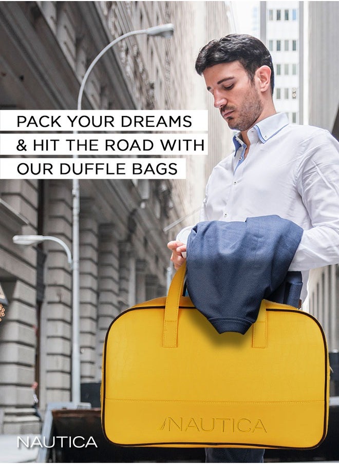 NAUTICA Nautica Duffle Bag for Travel | Stylish Leatherette Luggage | Compact and Comfortable for Travelling | Suitable for Men's and Women's (Yellow) 15 cm  - Image 3
