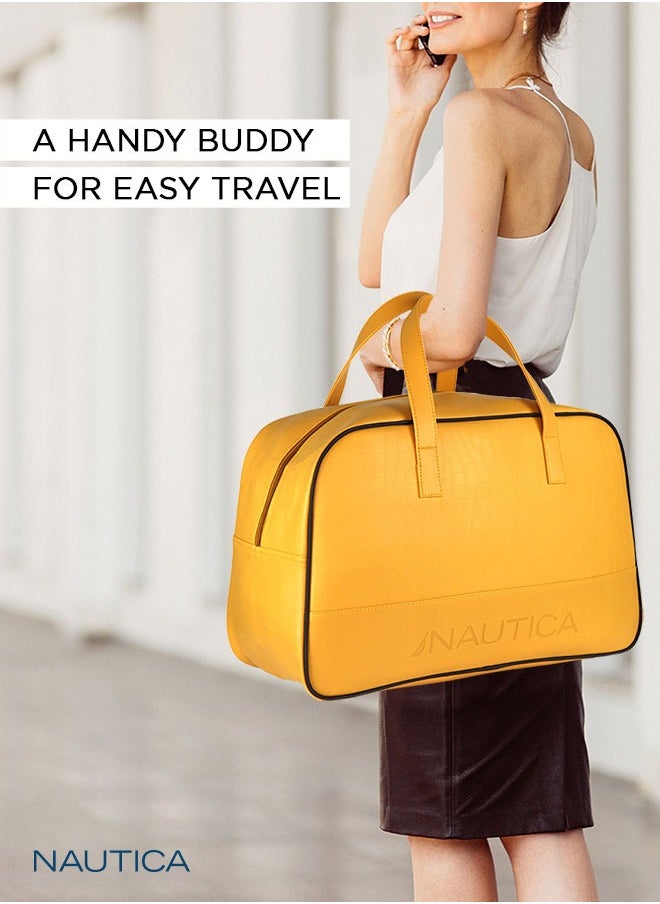 NAUTICA Nautica Duffle Bag for Travel | Stylish Leatherette Luggage | Compact and Comfortable for Travelling | Suitable for Men's and Women's (Yellow) 15 cm  - Image 4