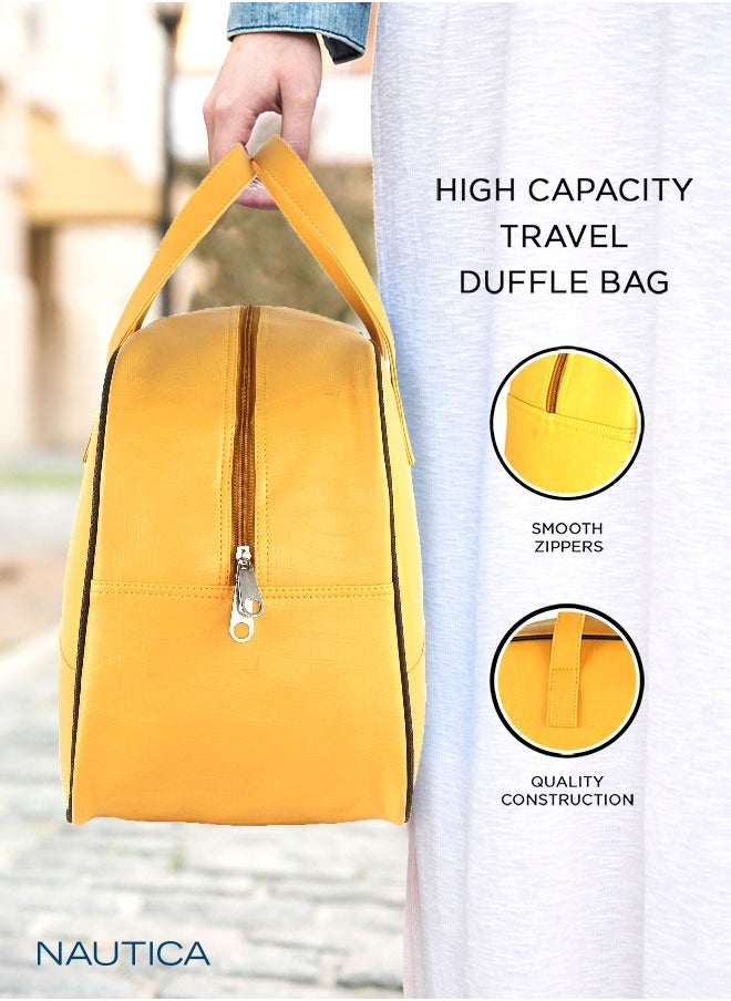 NAUTICA Nautica Duffle Bag for Travel | Stylish Leatherette Luggage | Compact and Comfortable for Travelling | Suitable for Men's and Women's (Yellow) 15 cm  - Image 5