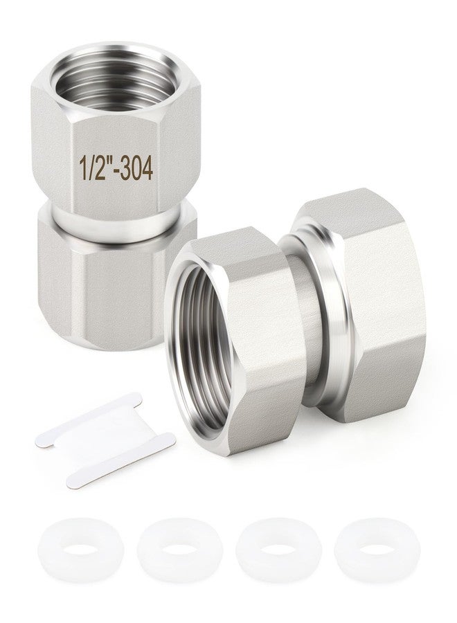 TAISHER 2PCS 304 Stainless Steel Flexible Movable Connector, 1/2" Female for Sprayer, Angled Valve, Shower Arm - Image 1