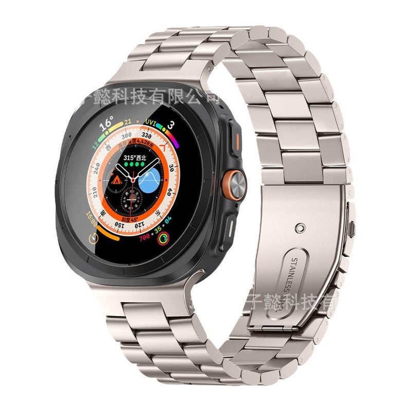 Adjustable Stainless Steel Link Smartwatch Band Compatible with Samsung Galaxy Watch 8 with Fit Replacement Strap in Gold - Image 2