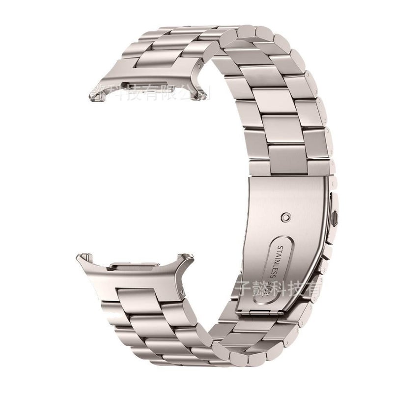 Adjustable Stainless Steel Link Smartwatch Band Compatible with Samsung Galaxy Watch 8 with Fit Replacement Strap in Gold - Image 3