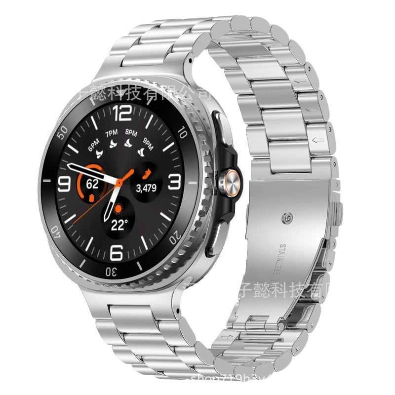 Adjustable Stainless Steel Link Smartwatch Band Compatible with Samsung Galaxy Watch 8 with Fit Replacement Strap in Gold - Image 5