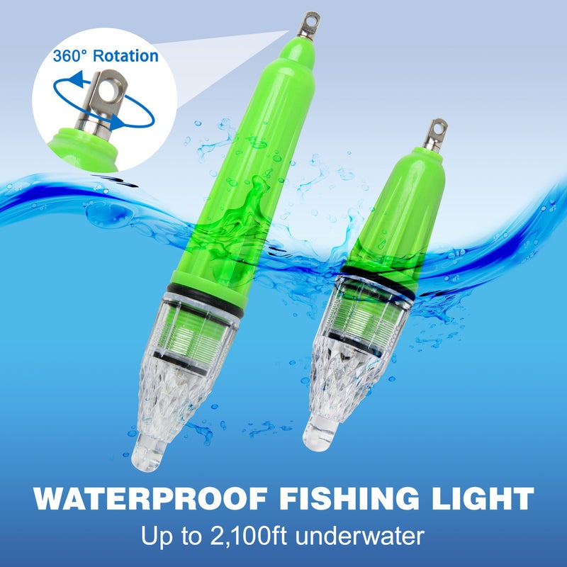 OROOTL LED Underwater Fishing Light, 4 Pack Deep Drop Fishing Lights Waterproof Fish Night Light Attractive Flashing Green White Red Blue Bait Lure Lamp Accessories, Green - Image 5
