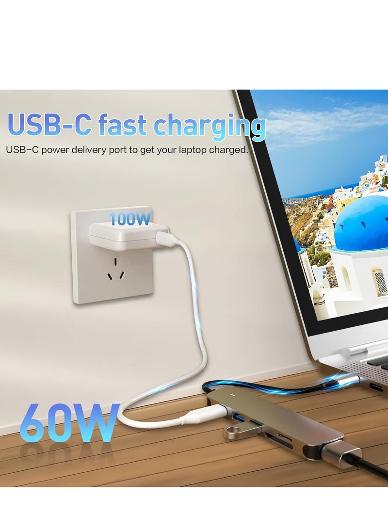ELTRAZONE محور USB C 6 في 1 مع USB 3.0، 4K HDMI، USB C PD، قارئ بطاقات SD/TF – محطة إرساء لجهاز MacBook Pro، MacBook Air وأجهزة Type-C الأخرى – محور التوسع النهائي - Image 5