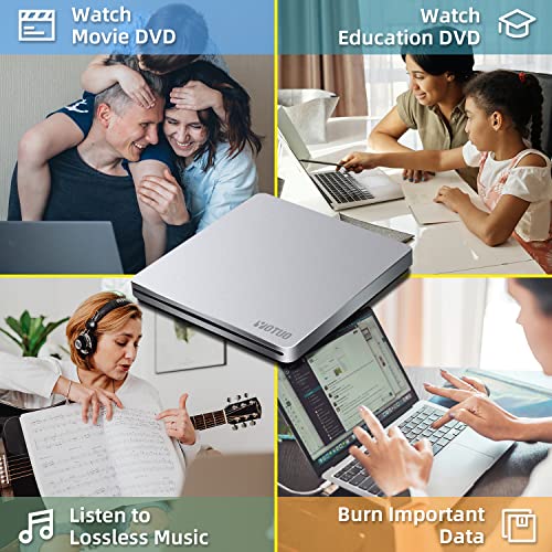 YOTUO External CD/DVD Drive, Portable USB 3.0 & USB-C CD RW Drive, DVD Player, DVD Burner for Laptop, Desktop, Compatible with Windows 7/8/10/11, Mac, MacBook Pro/Air, Linux (IDD031) - Image 4