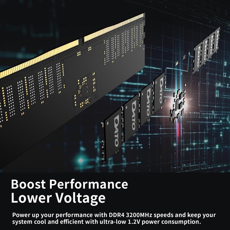 DATO DDR4 RAM 16GB 3200MHz, PC4-25600 CL22 1.2V 288-Pin Non-ECC unbuffered dimm, Desktop Memory Module - Image 5