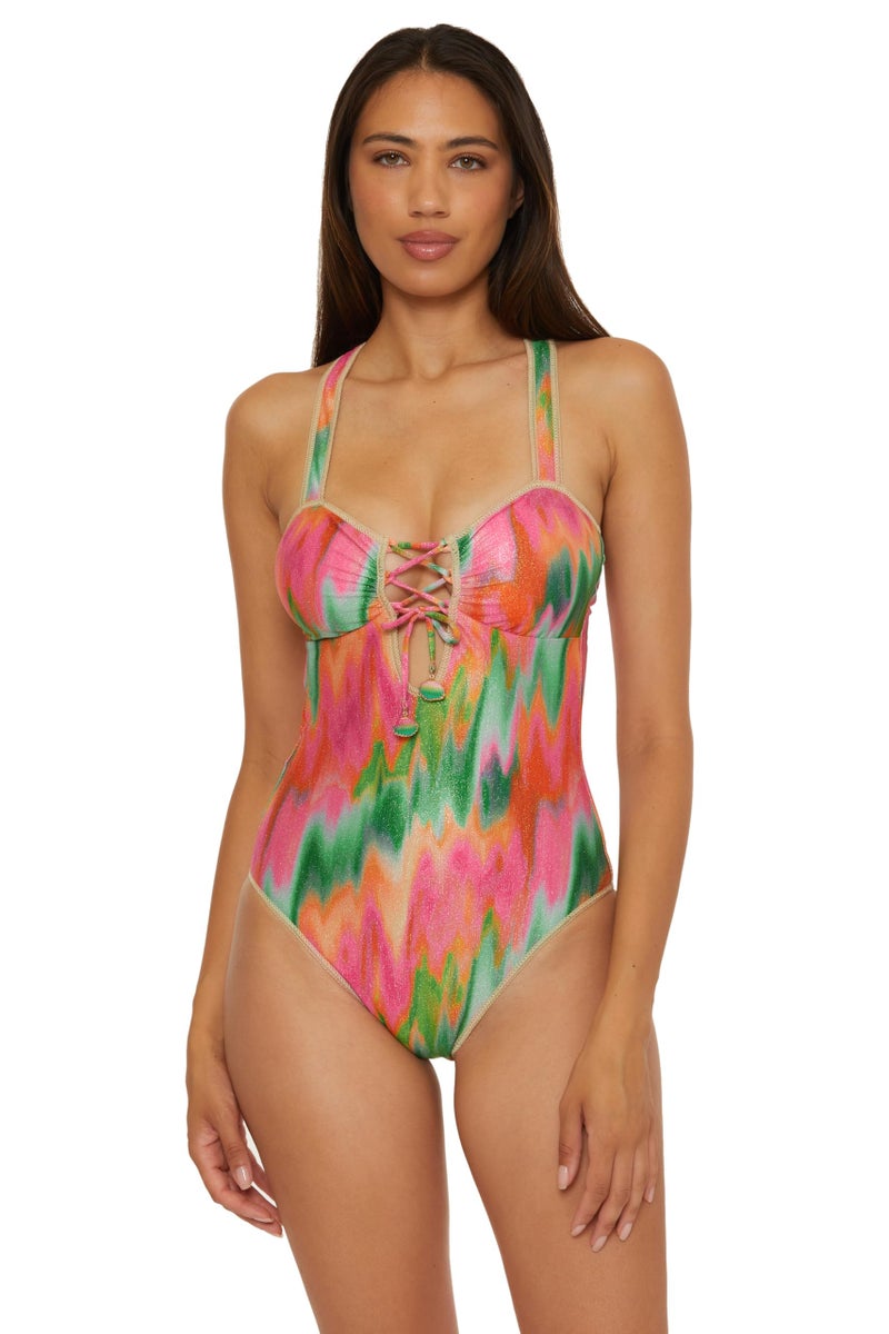 Becca Mirage - Women's Bandeau One Piece Swimsuit, Adjustable, Bathing Suits for Women, Multicolor, Small - Image 1