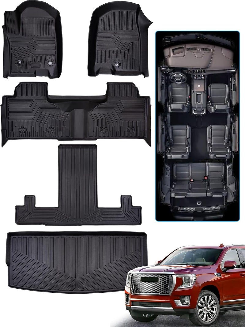BAMACAR for 2021 2022 2023 2024 GMC Yukon & Chevrolet Chevy Tahoe Floor Mats & Cargo Liner, for Yukon (Yukon Denali)/ Tahoe Accessories, Only Fit for Bucket Seats All Weather Protection Car Floor  Mats - Image 1