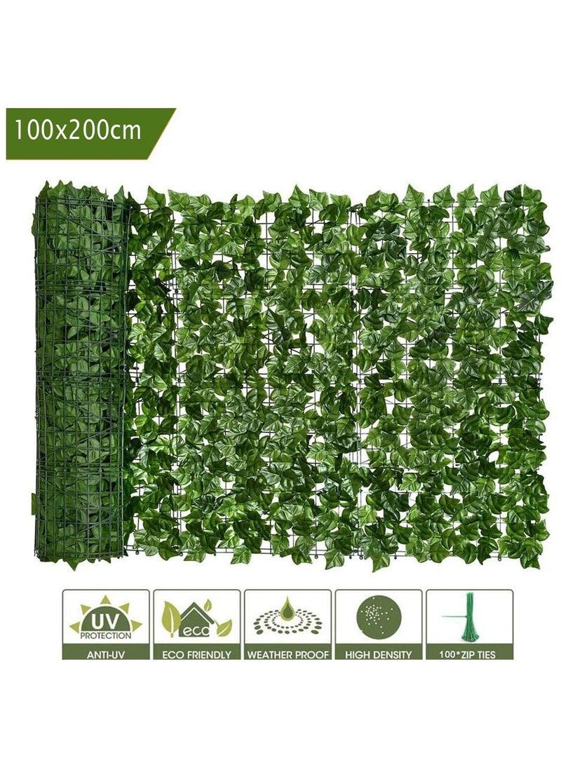 LINGWEI Privacy Garden Fence Wall Artificial Plants Hedge Screening Roll Wall Grass Faux Ivy Leaf Vine Decoration For Backyard Outdoor UV Sunlight Protection In Garden Home Balcony Decor 100x200cm - Image 2
