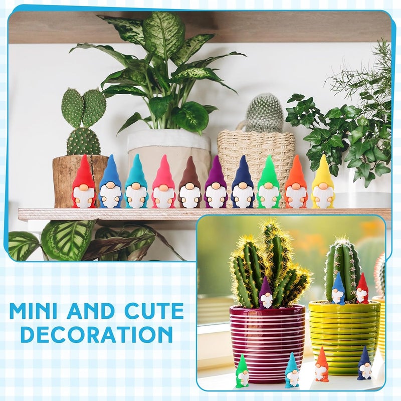 Halloscume 50 Pcs Mini Rubber Gnomes Figurines Small Dwarf Figures Tiny Miniature Fairy Gnomes Statues for Landscape Outdoor Patio Yard Lawn Plant Pots Decor Easter Christmas Garden Accessories Favors - Image 3